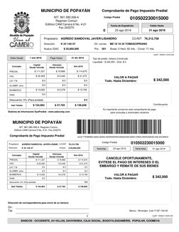 Comprobante de Pago Impuesto Predial | PDF | Pagos | Finanzas del gobierno