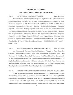 3 
 
DETAILED SYLLABUS 
1030 - POWER ELECTRONICS (M - SCHEME) 
 
Unit -1  
 OVERVIEW OF POWER ELECTRONICS  
 
        Page No