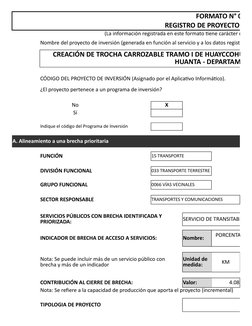 FORMATO N° 07-A
REGISTRO DE PROYECTO DE I
(La información registrada en este formato tiene carácter de De
Nombre del proyecto