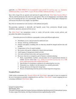 6 
Sample Encryption Policy 
Mark Brophy, 2015 
This work is licensed under the Creative Commons Attribution-NonCommercia