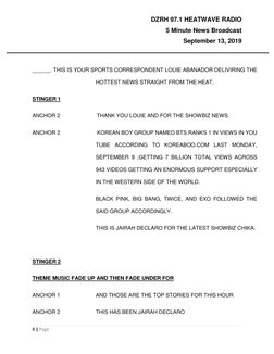 DZRH 97.1 HEATWAVE RADIO  
5 Minute News Broadcast 
September 13, 2019 
  
 
 
8 | Page 
 
______. THIS IS YOUR SPORTS CORRES
