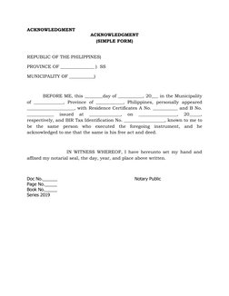 Notarial Acknowledgment Samples Philippines | PDF | Notary Public ...