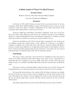 Stylistic Analysis of Tennyson's Ulysses | PDF | Odysseus | Poetry