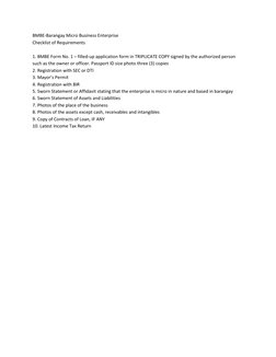 BMBE Registration Requirements Checklist | PDF | Law