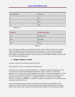 www.whatisdbms.com 
 
 
TABLE 2.2 
Table 2.3 
To resolve this issue and to convert the entity into the 2NF, the table is spli