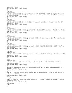 JEE MAINS / NEET
Physics Wallah - Alakh Pandey
21
1:19:55
Now playing
Rotational Motion 11 || Angular Momentum IIT JEE MAINS