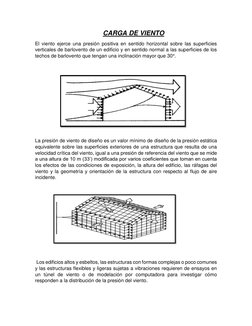 CARGA DE VIENTO  
El viento ejerce una presión positiva en sentido horizonta