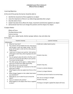 Grade 4 Lesson Plan: Effects of Force | PDF | Force | Lesson Plan