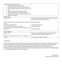 Grade 4 Lesson Plan: Effects of Force | PDF | Force | Lesson Plan