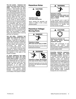 TP-6735 9/10
9
Safety Precautions and Instructions
The fuel system.
Explosive fuel
vapors can cause severe injury or
death.
V