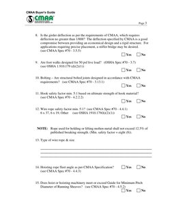 Page 3 
 
 
 
 
 
8. Is the girder deflection as per the requirements of CMAA, which requires 
deflection no greater than