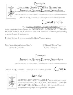 A través de la Escuela de la Fe, se complace en extender la presente: 
       
  
 
 
 
 
Constancia  
    
al C: NAYELI