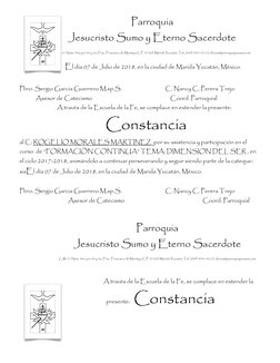 El día 07 de Julio de 2018, en la ciudad de Marida Yucatán, México. 
 
Pbro. Sergio Garcia Guerrero M.sp.S. 
 
 
C. Nancy