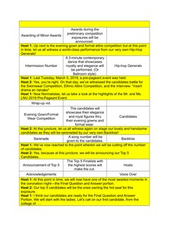 Awarding of Minor Awards
Awards during the
preliminary competition
exposures will be
announced. 
Host 1: Up next is the eveni