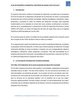 PLAN DE DESARROLLO MUNICIPAL SAN PEDRO DE BUENA VISTA 2015-2019 
 
2 
GOBIERNO AUTONOMO MUNICIPAL DE SAN PEDRO DE BUENA VISTA