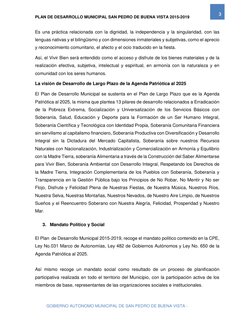 PLAN DE DESARROLLO MUNICIPAL SAN PEDRO DE BUENA VISTA 2015-2019 
 
3 
GOBIERNO AUTONOMO MUNICIPAL DE SAN PEDRO DE BUENA VISTA