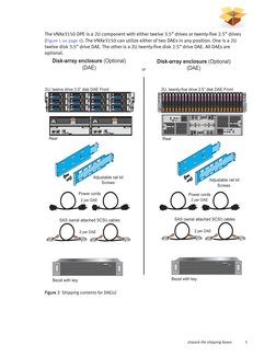 Unpack the shipping boxes
5
The VNXe3150 DPE is a 2U component with either twelve 3.5” drives or twenty-five 2.5” drives 
(Fi