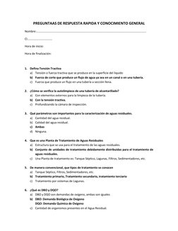 PREGUNTAAS DE RESPUESTA RAPIDA Y CONOCIMIENTO GENERAL 
Nombre:………………………………………………………………………………………………………………………………….. 
CI……………………