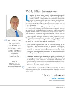 Insider Journal  |  3
To My Fellow Entrepreneurs,
 
L
ast month, my favorite cartoon character Zoobie, the internet marketing