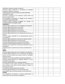 académicas relativas al tiempo o el dinero? 
¿Presenta alguna deficiencia el aprendizaje de aptitudes 
académicas relativas a