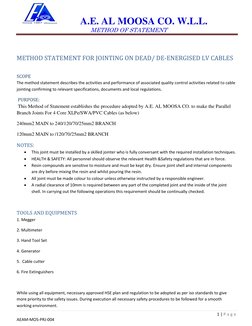 A.E. AL MOOSA CO. W.L.L. 
                                              METHOD OF STATEMENT 
1 | P a g e  
AEAM-