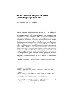 Active Power and Frequency Control
Considering Large-Scale RES
Elyas Rakhshani and Pedro Rodriguez
Abstract Renewable energy