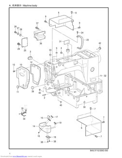 1
BAS-311G/326G-050
A .                / Machine body
4
1
42
5
33
2
40
39
40
6
34
35
13
10
12
3
26 27 28
37
8
9
9
9
11
29
25