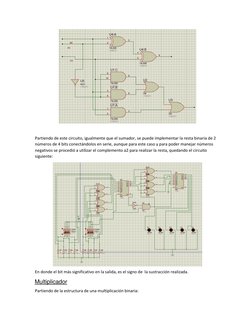Partiendo de este circuito, igualmente que el sumador, se puede implementar la resta binaria de 2 
números de 4 bits co