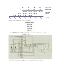 Y recordando la multiplicación de números binarios:  
  
Se realizó el circuito multiplicador tomando en cuenta las consid