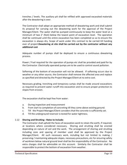 Technical Specification 
Page 10 
 
trenches / levels. The auxiliary pit shall be refilled with approved excavated materials