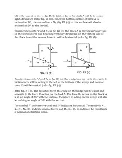 left with respect to the wedge B. So friction force for block A will be towards 
right, downward (refer fig. E1 (d)). Since t