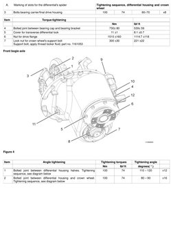 A.
Marking of slots for the differential's spider
Tightening sequence, differential housing and crown 
wheel
3
Bolts bearing