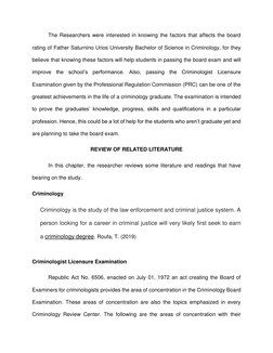 The Researchers were interested in knowing the factors that affects the board 
rating of Father Saturnino Urios University Ba