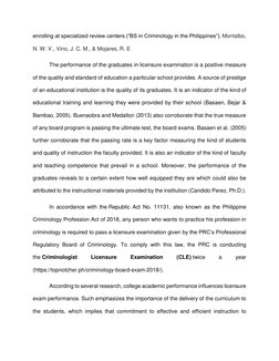 enrolling at specialized review centers (“BS in Criminology in the Philippines”). Montalbo, 
N. W. V., Vino, J. C. M., & Moja