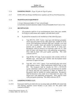 Section - LS 
LIGHTING SYSTEM  
 
 
2.1.6 
LIGHTING POLES - (Type A1 poles & Type E1 poles) 
 
 
2.1.7 
FANS-1400 mm Sweep wi