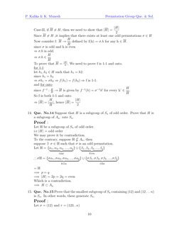P. Kalika & K. Munesh
Permutation Group Que. & Sol.
Case-II, if H ̸= H, then we need to show that |H| = |H|
2
Since H ̸= H ,i