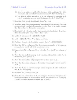 P. Kalika & K. Munesh
Permutation Group Que. & Sol.
(b) Let A be an inﬁnite set and let H be the subset of SA consisting of a