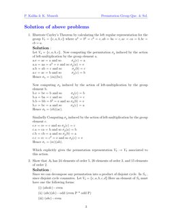 P. Kalika & K. Munesh
Permutation Group Que. & Sol.
Solution of above problems
1. Illustrate Cayley’s Theorem by calculating