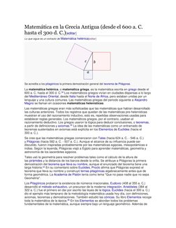 Matemática  (https://es.wikipedia.org/wiki/Archivo:Pythagorean.svg)en la Grecia Antigua (desde el 600 a. C. 
hasta el 300 d.