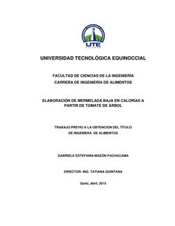 UNIVERSIDAD TECNOLÓGICA EQUINOCCIAL
FACULTAD DE CIENCIAS DE LA INGENIERÍA
CARRERA DE INGENIERÍA DE ALIMENTOS
ELABORACIÓN DE M