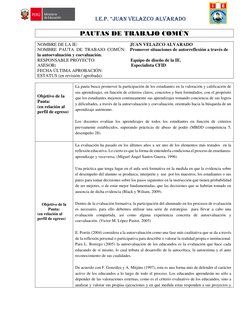 I.E.P. “JUAN VELAZCO ALVARADO 
PAUTAS DE TRABAJO COMÚN 
 
NOMBRE DE LA IE:                                              JUAN