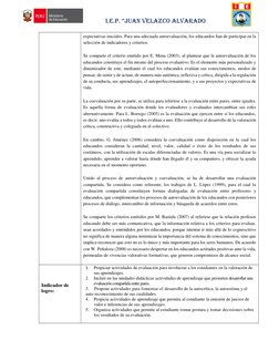 I.E.P. “JUAN VELAZCO ALVARADO 
expectativas iniciales. Para una adecuada autoevaluación, los educandos han de participar en l