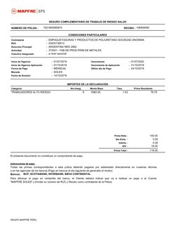 Comprobante de Póliza de Seguro Mapfre | PDF | Póliza de seguros ...