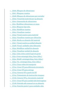  LS06: Bloqueo de ubicaciones 
 LS07: Bloquear cuantos 
 LS08: Bloqueo de ubicaciones por corredor 
 LS09: Visual.dat.mat