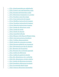  LT51: Actual.materiales pre-adjudicados 
 LT63: Control: entr.individual dtos.reales 
 LT64: Entrada individual datos rea