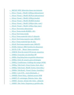  MCLH: WM: Selección clases movimiento 
 OL01: Visual. / Modif. LDK34 (ubicaciones) 
 OL02: Visual. / Modif. RLPLA (ubicac
