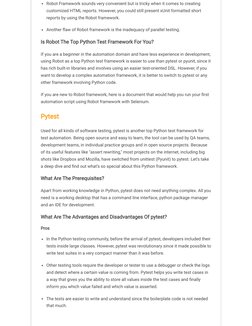 Robot Framework sounds very convenient but is tricky when it comes to creating
customized HTML reports. However, you could st