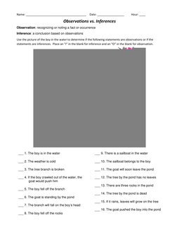 Observations vs. Inferences Worksheet | PDF | Inference | Reasoning
