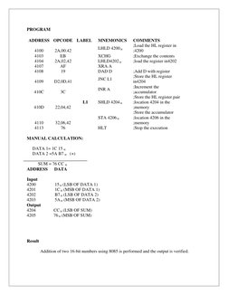 16 Bit Addition Algorithm 8085 16-Bit Addition Program in 8085 | PDF | Electronic Engineering ...