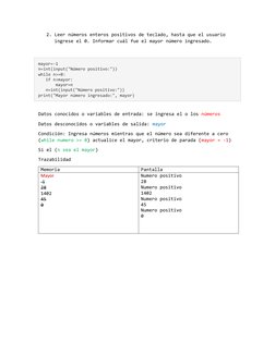 2. Leer números enteros positivos de teclado, hasta que el usuario 
ingrese el 0. Informar cuál fue el mayor número ingresado